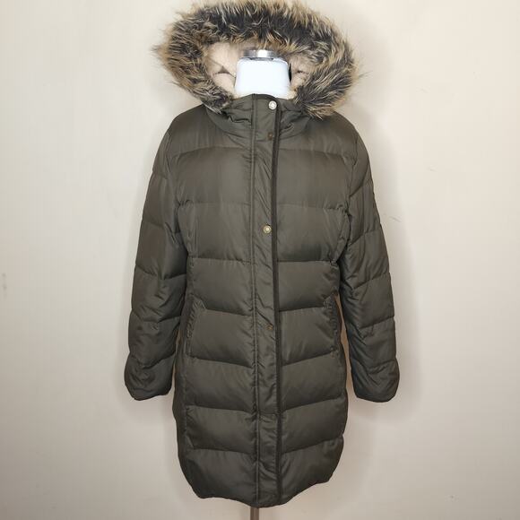 Lauren Ralph Lauren Down Puffer Coat Hooded Faux Fur - Picture 1 of 16